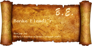Benke Elemér névjegykártya